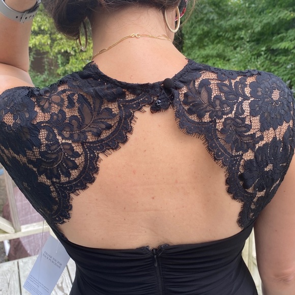 Xscape NWT Retro Black Formal Open Back Cocktail Dress Size 8 - Picture 9 of 15